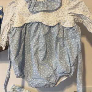 Sophie and Lucas Blue Floral Baby Bubble Romper